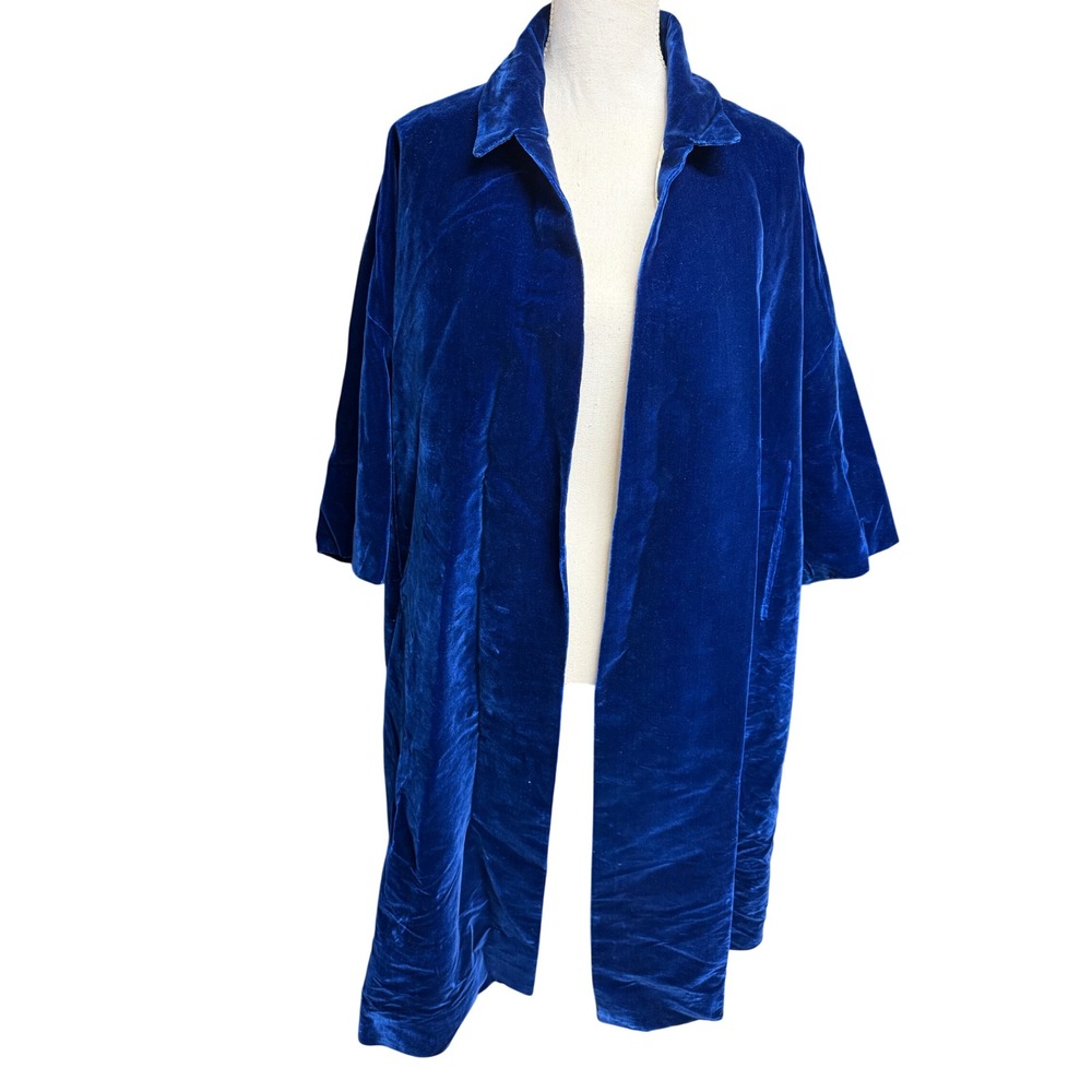 Vintage Nettie Rosenstein Cobalt Blue Velvet Opera Coat Swing Wrap One Size